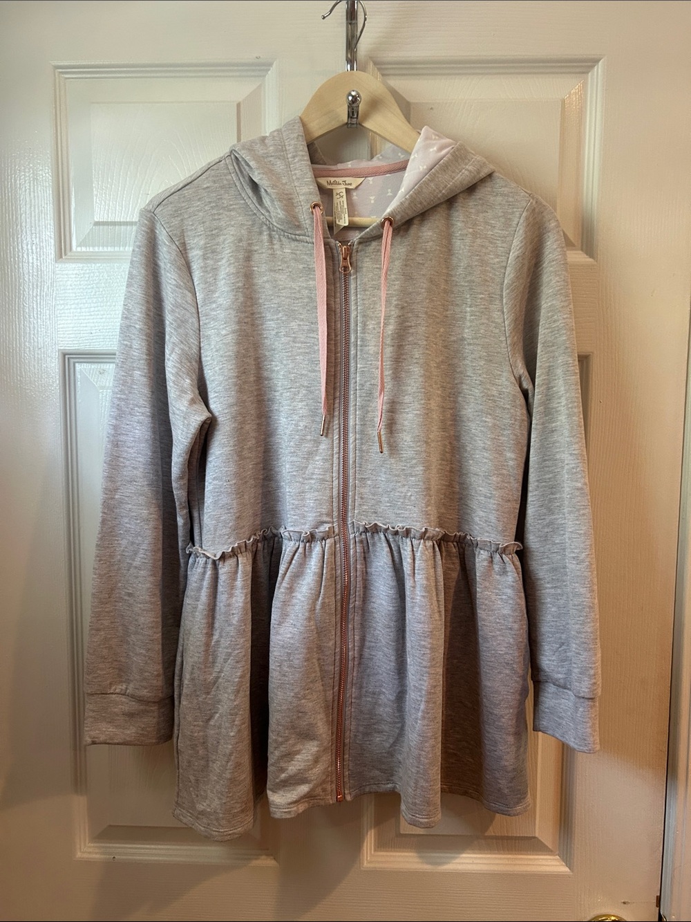 Matilda Jane Heather Gray Hooded Zip Jacket super soft Cozy Ruffles